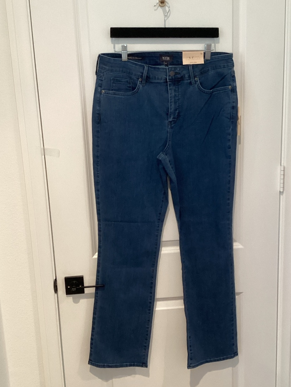 NYDJ Women's Mid-Rise Dark Blue Straight-Leg Jeans